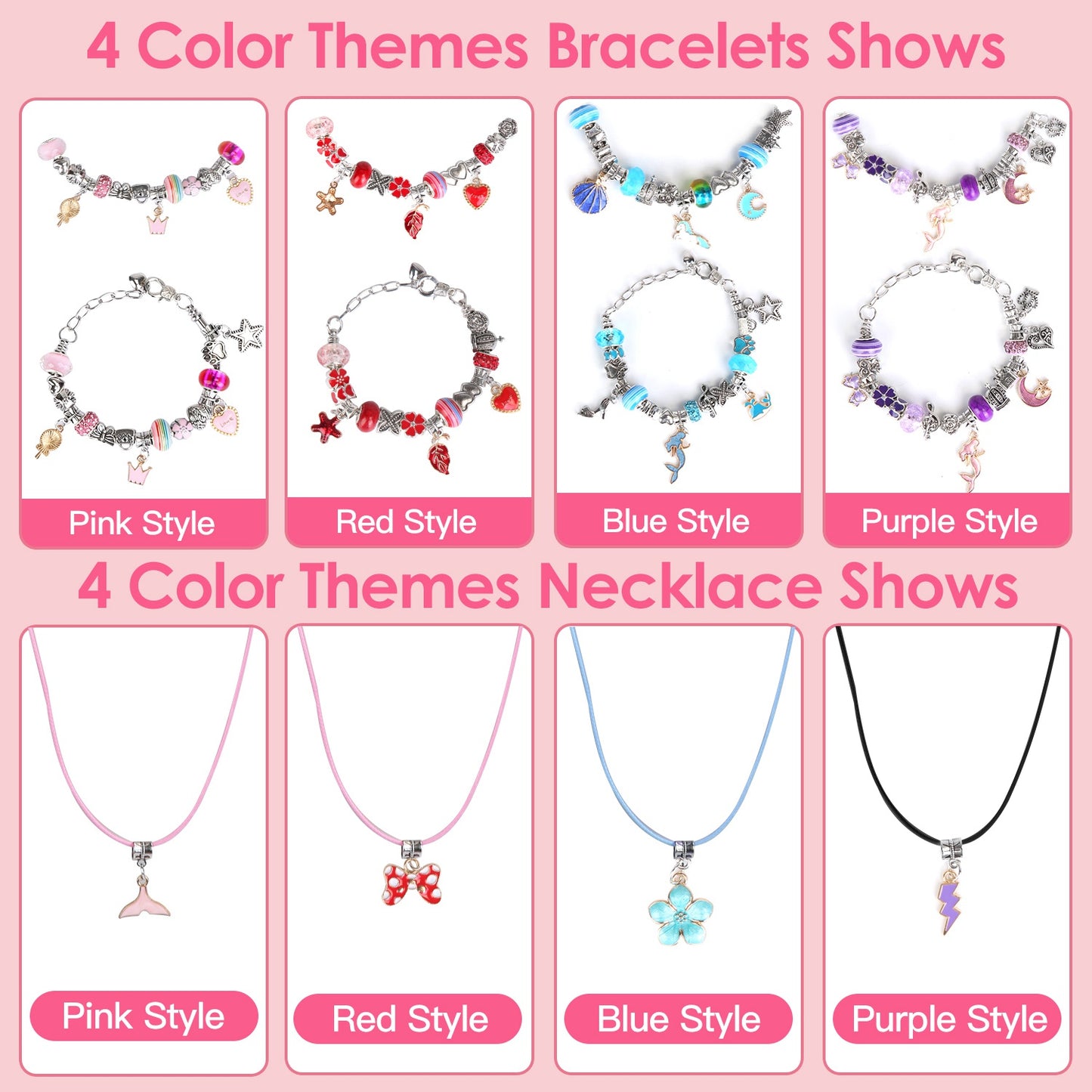 66Pcs Charm Bracelet Making Kit Kids Jewelry Necklace Making Kits Colorful