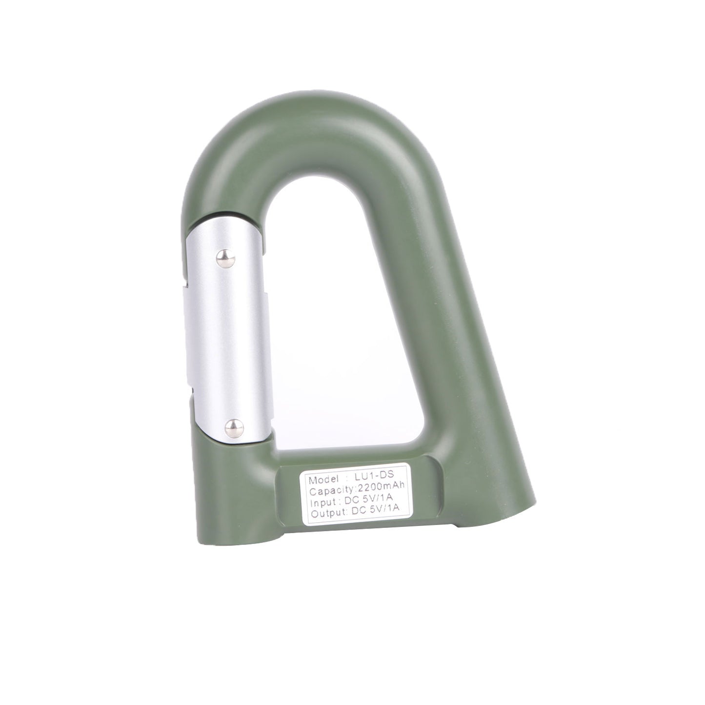 2200mAh Power Bank w/Emergency Flashlight Compass Carabiner-Shaped Hiking