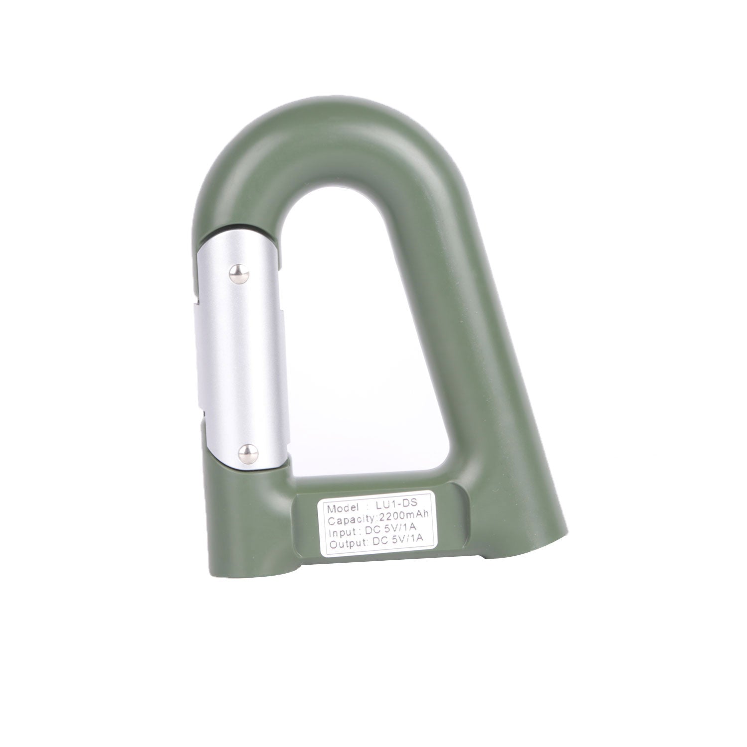 2200mAh Power Bank w/Emergency Flashlight Compass Carabiner-Shaped Hiking