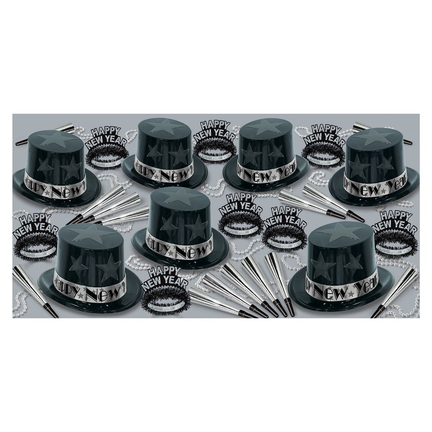 Beistle Silver New Year Star Party Kit for 50 People - New Years | Party