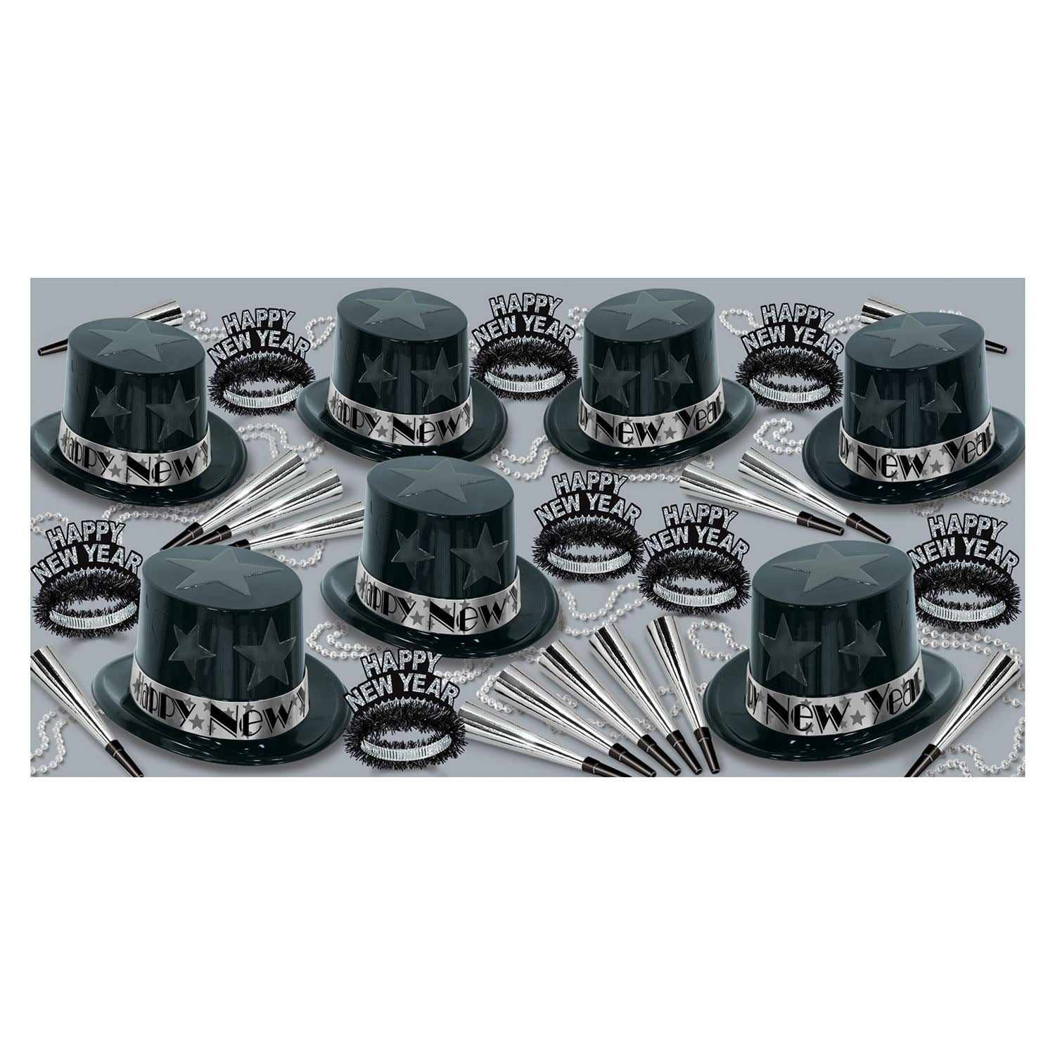 Beistle Silver New Year Star Party Kit for 50 People - New Years | Party