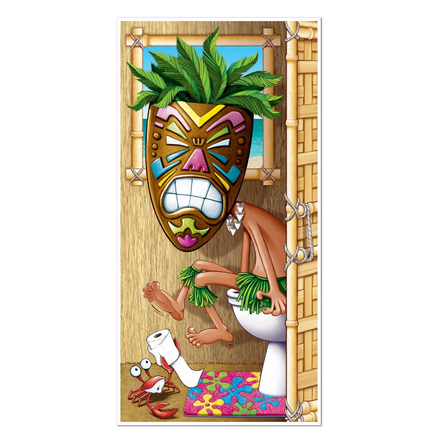 Beistle Tiki Man Restroom Door Cover - Luau | Party Supply | Decoration