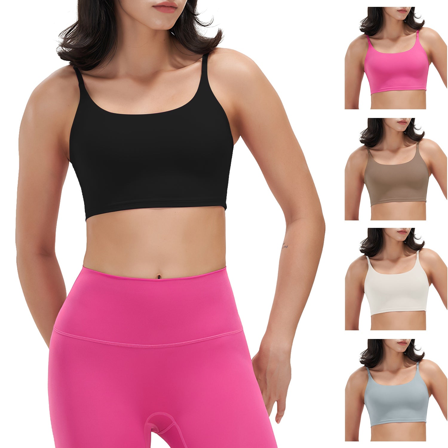 Women Strap Sport Bras Padded Strappy Crop Square Neck Low Impact Bras Sexy