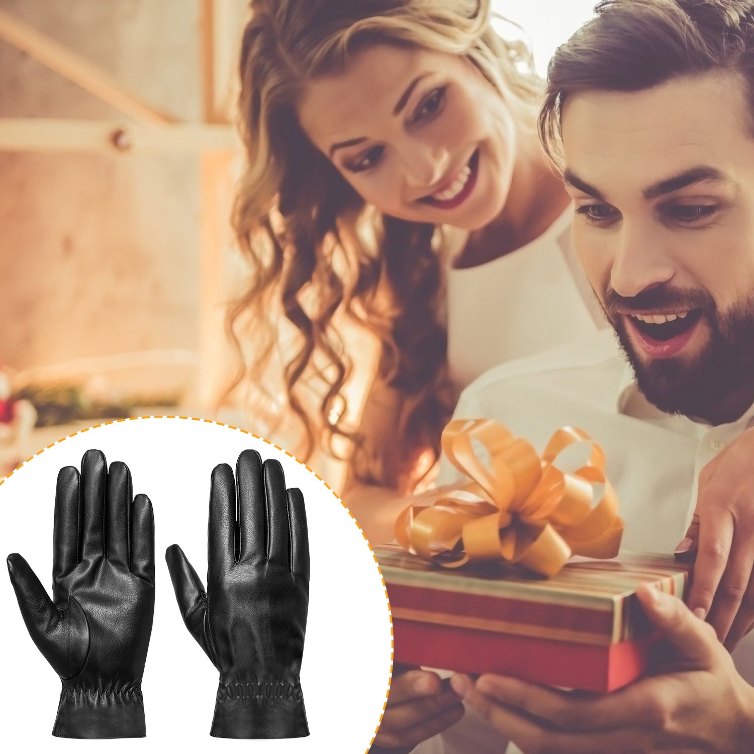 Unisex Leather Winter Warm Gloves Outdoor Windproof Soft Gloves Cycling Skiing