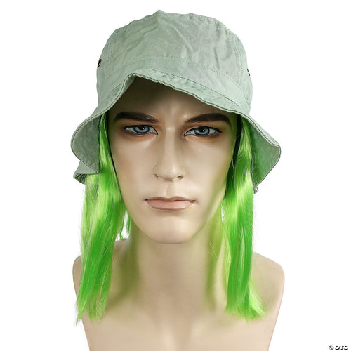 Mens Tramp Clown Hat With Hair | Green