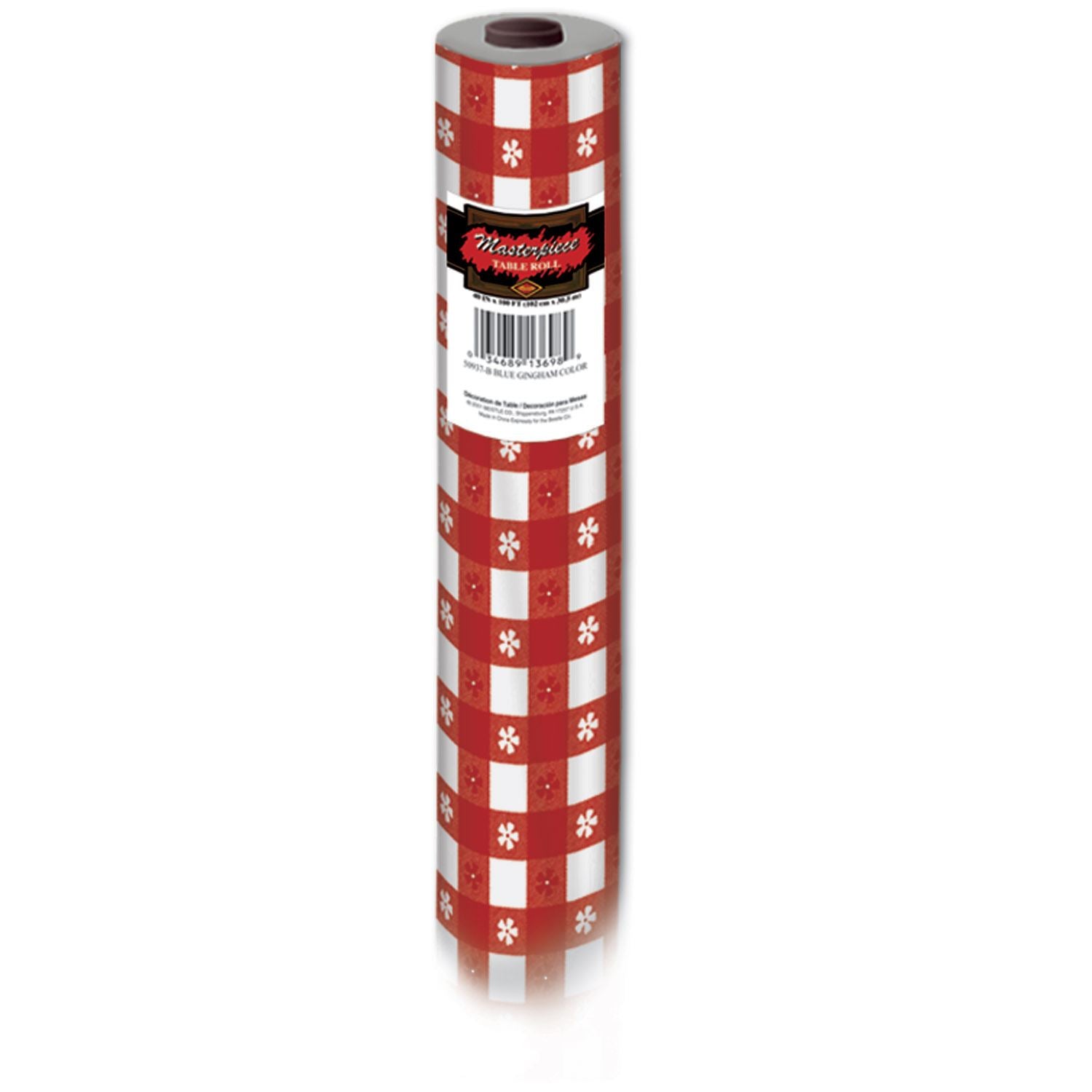 Beistle Red Plastic Gingham Table Roll - Spring/Summer | Party Supply