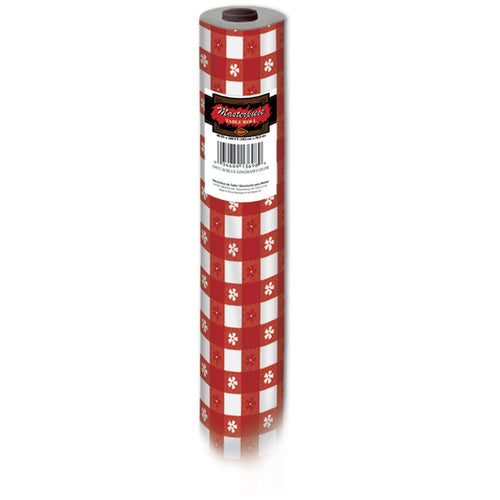 Beistle Red Plastic Gingham Table Roll - Spring/Summer | Party Supply