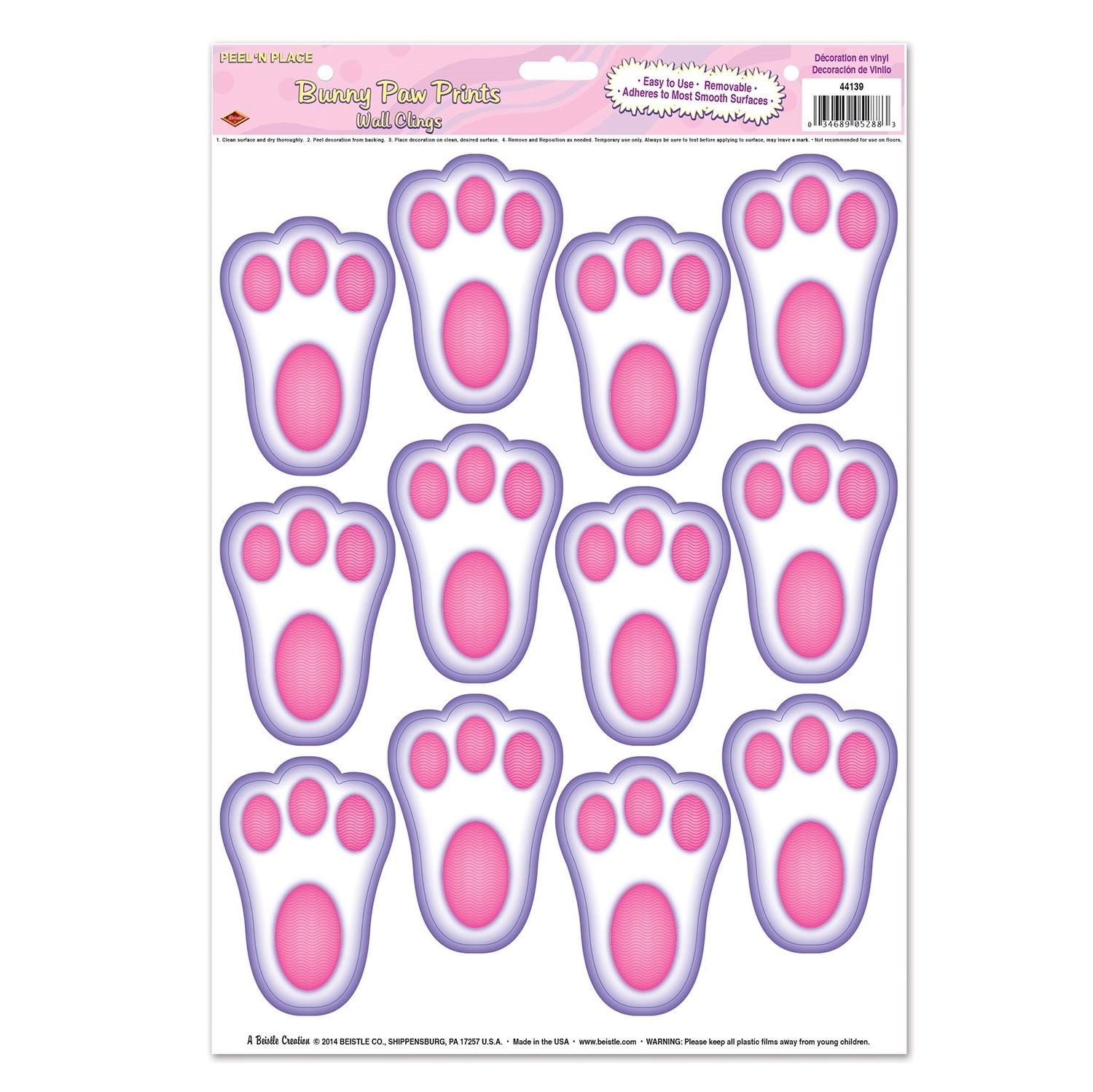Beistle Bunny Paw Prints Peel 'N Place - Easter | Party Supply | Decoration