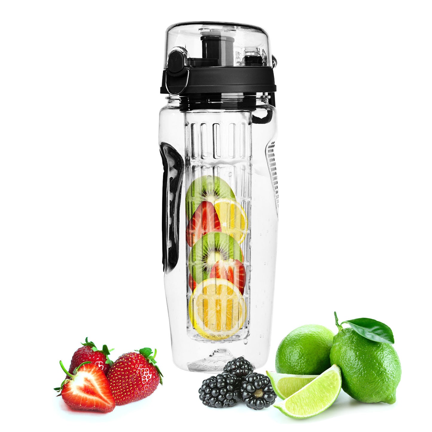 Fruit Infuser Water Bottle 32OZ Juice Shaker Sport w/ Flip Top Lid Anti-Slip