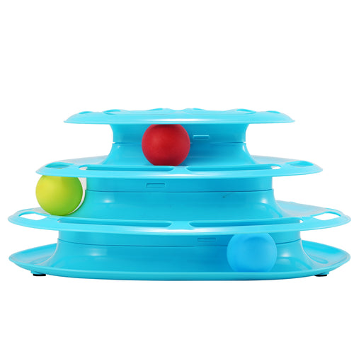 Cat Track Tower Toys 4-Layer Ball Track Interactive Cat Toys Electric Rotat 2813