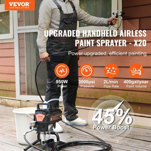 950W Stand Airless Paint Sprayer 3000PSI High Efficiency Electric Airless