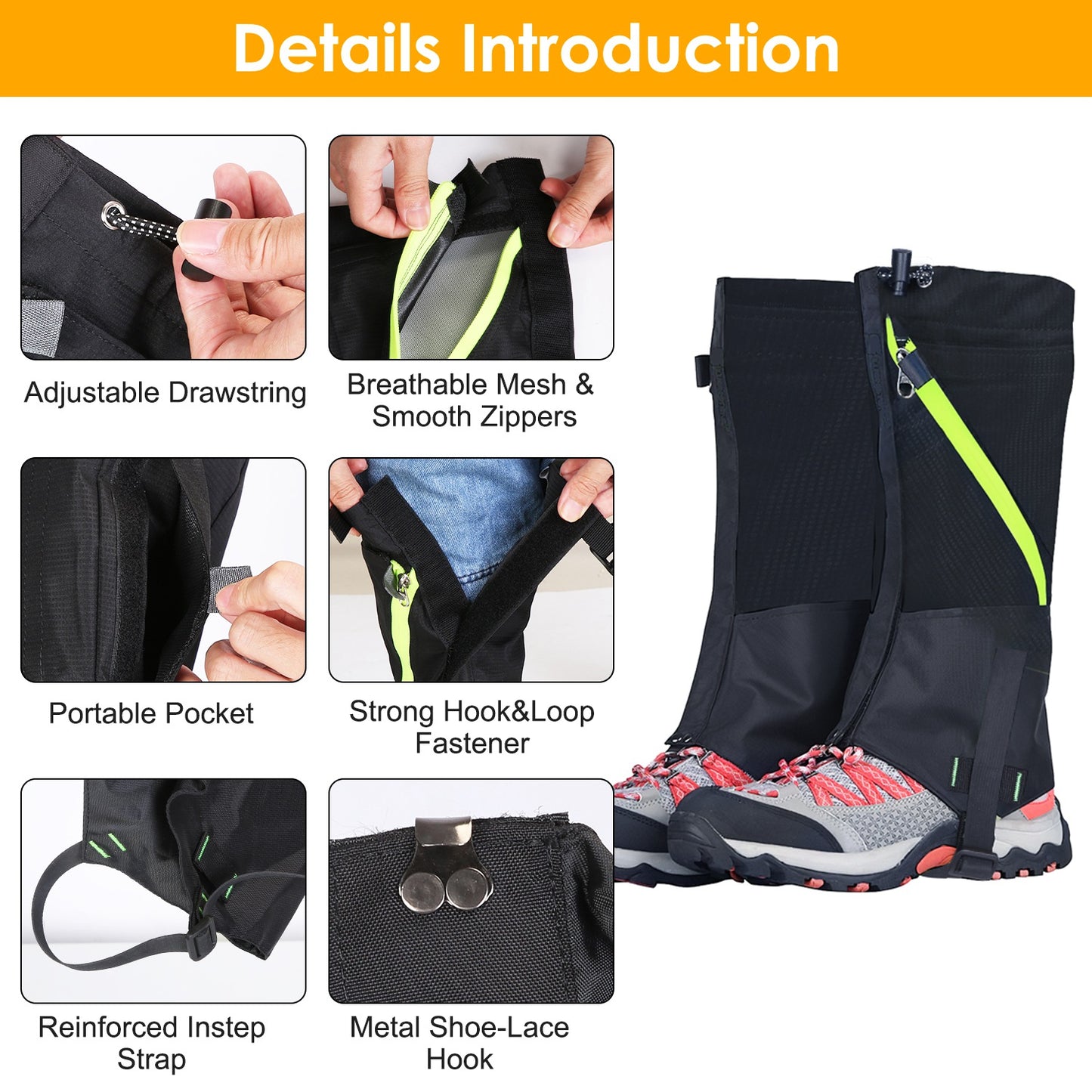 Leg Gaiters Waterproof Snow Boot Gaiters Snow Legging Shoe Gaiters Leg Cover