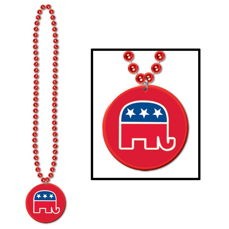 Beistle Beads w/Republican Medallion - Patriotic | Party Supply | Decoration