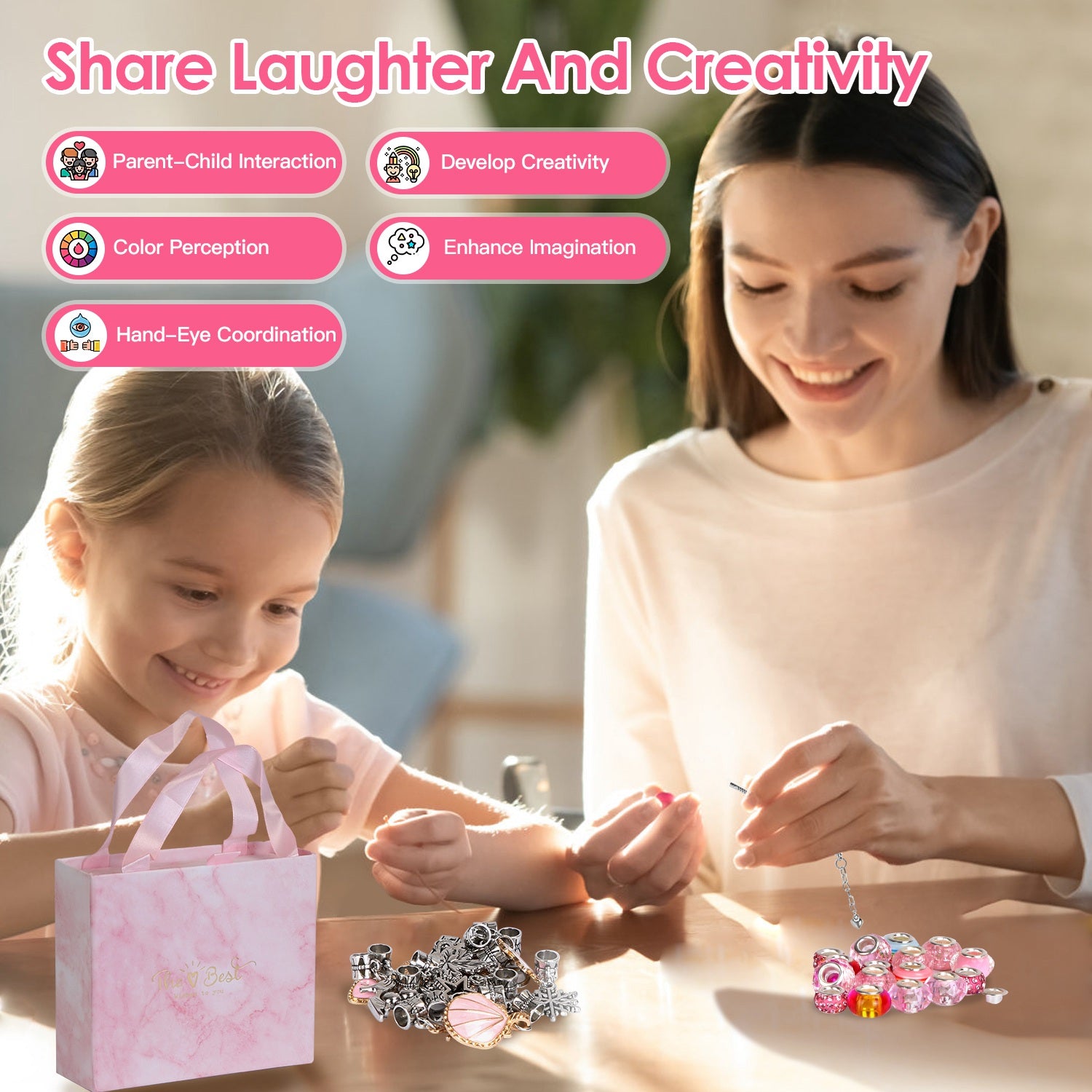 66Pcs Charm Bracelet Making Kit Kids Jewelry Necklace Making Kits Colorful
