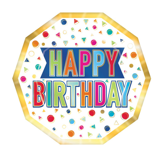 Beistle Happy Birthday Decagon Plates | Party Supply | Decoration