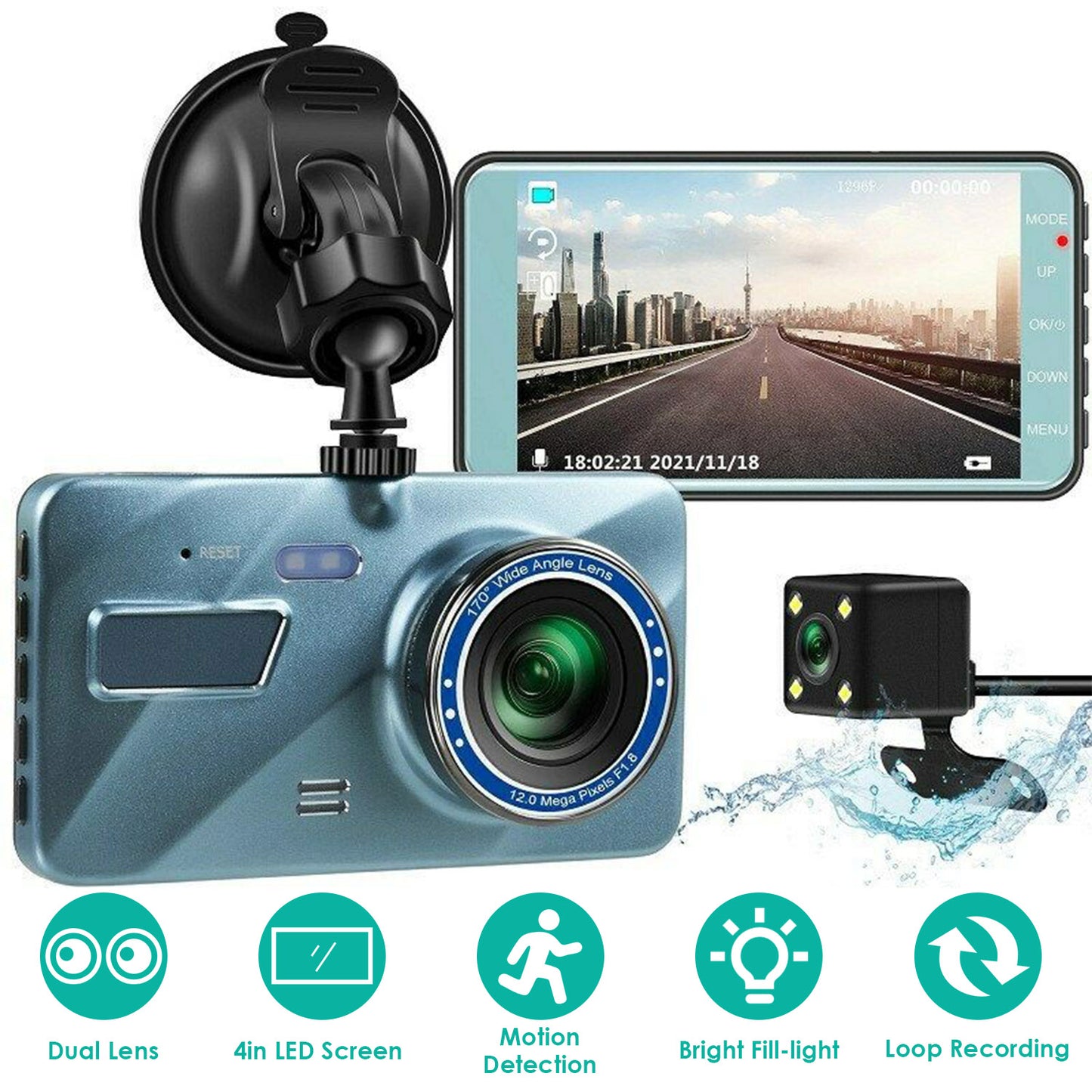 720P Dual Dash Cam Car Camera Recorder Looping Recording Car DVR Driving