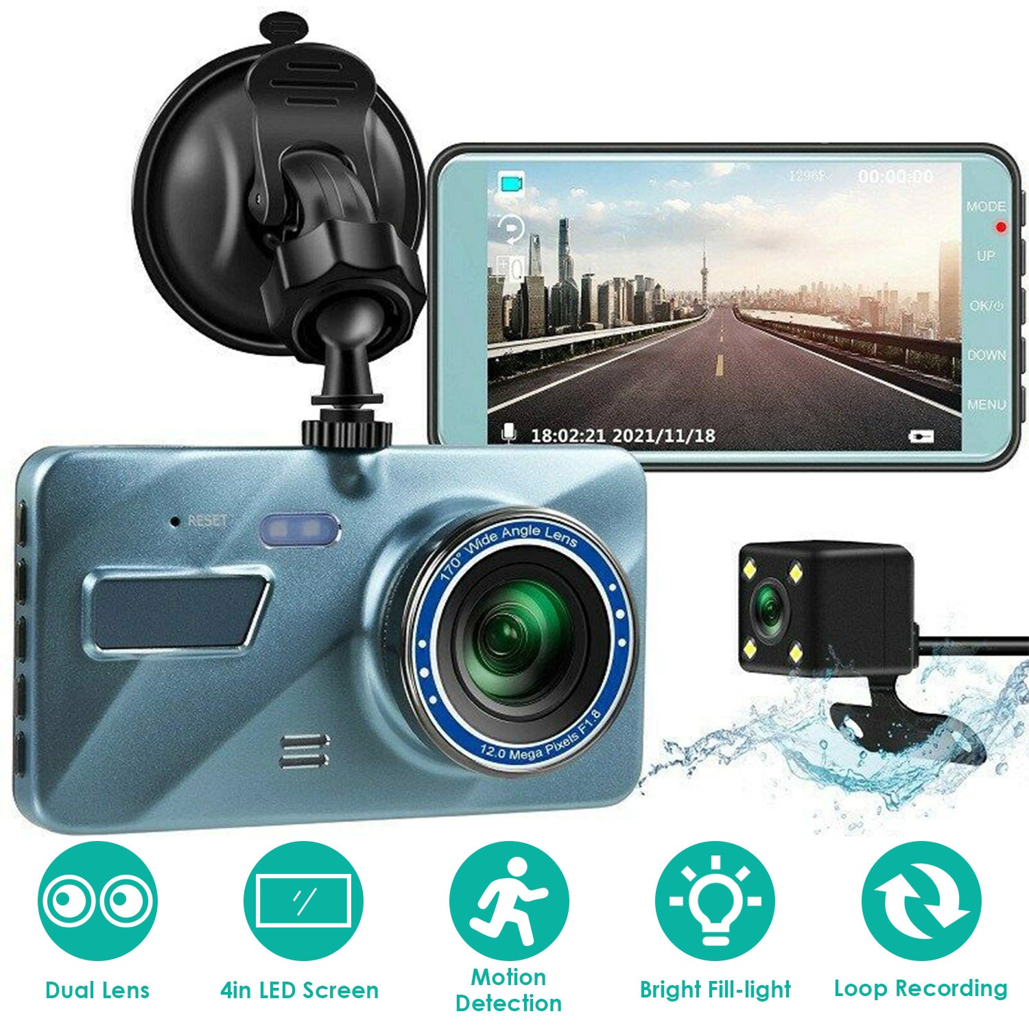 720P Dual Dash Cam Car Camera Recorder Looping Recording Car DVR Driving