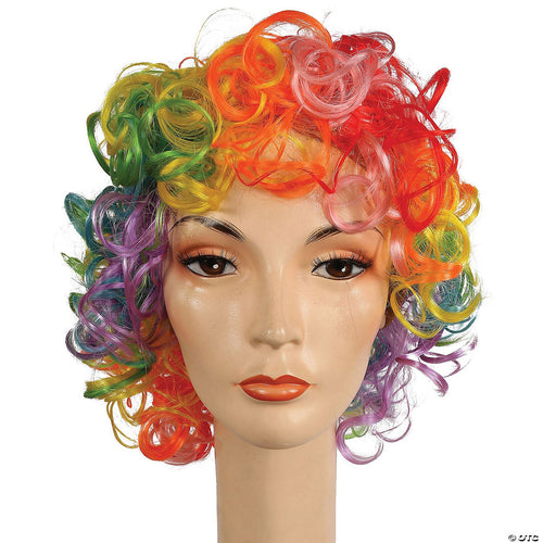 Adults Rainbow Deluxe Curly Clown Wig