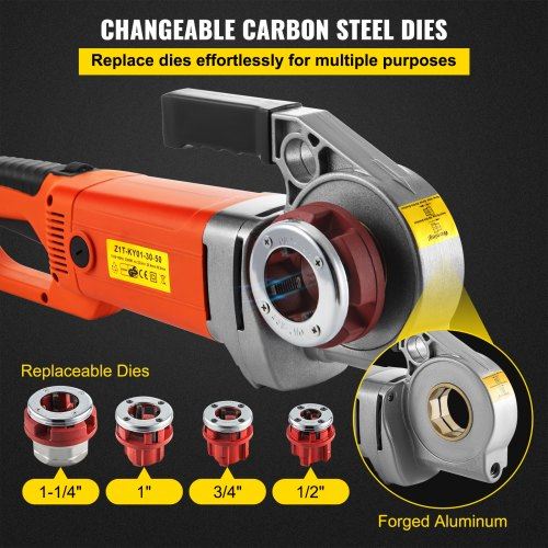 Electric Pipe Threader 2300W Pipe Threading Machine with 4 Dies 1/2" - 1 1/4"