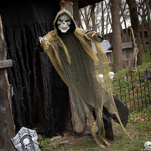 35 1/4" x 6 Ft. Animated Hanging Grim Reaper Plastic Halloween Decoration