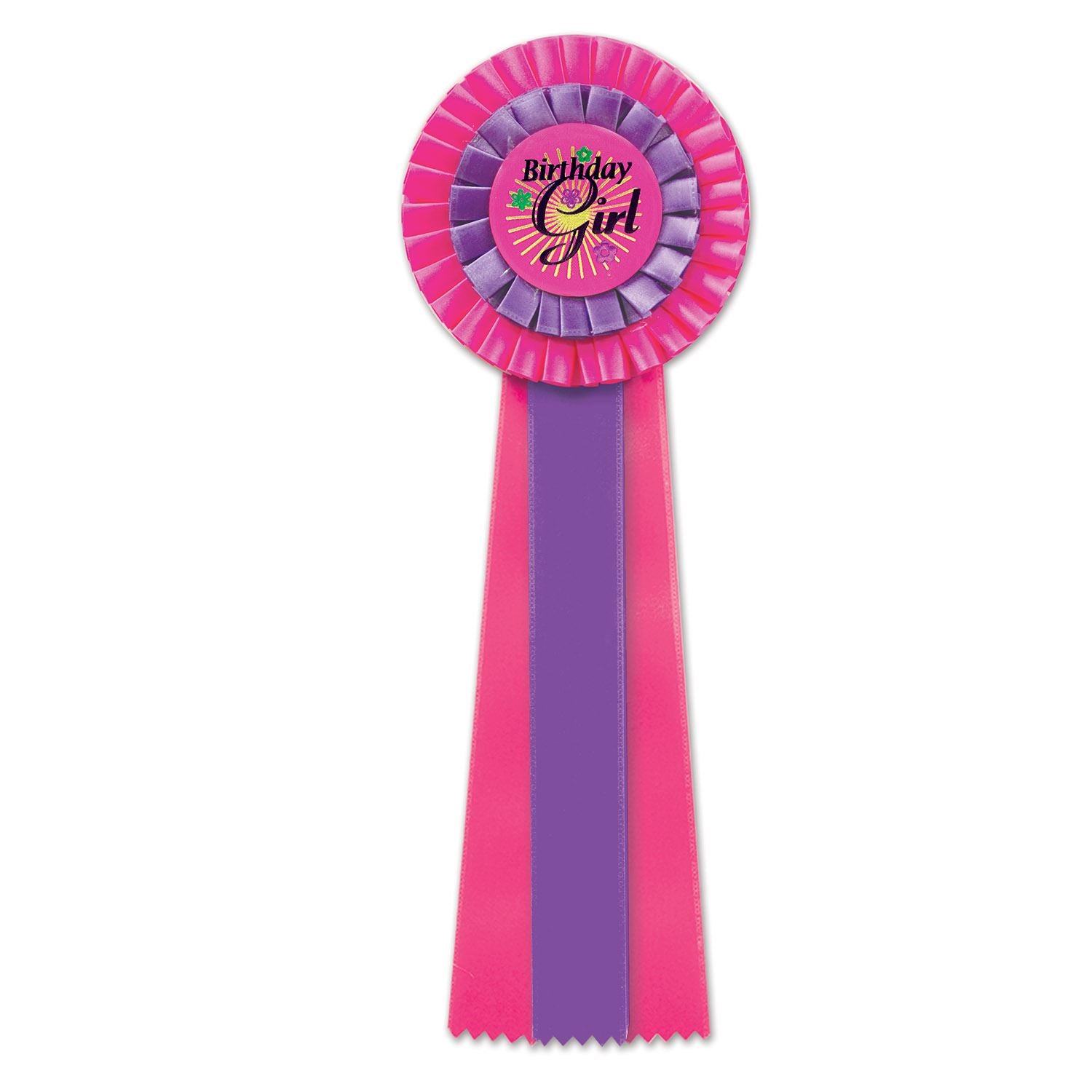 Beistle Fuchsia Birthday Girl Deluxe Rosette Ribbon | Party Supply
