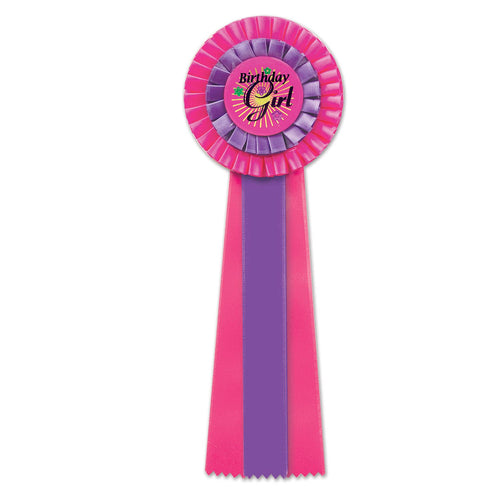 Beistle Fuchsia Birthday Girl Deluxe Rosette Ribbon | Party Supply