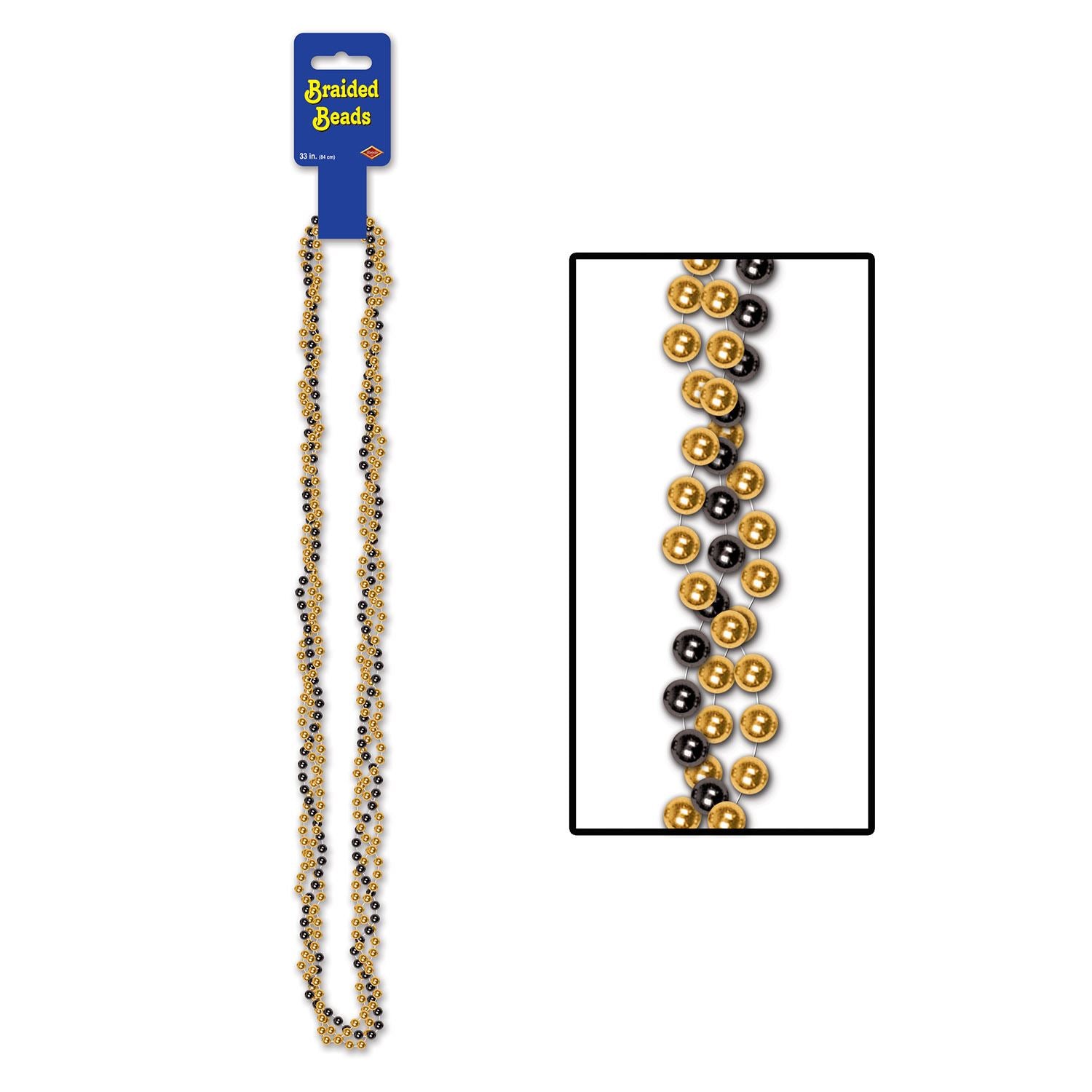 Beistle Black and Gold Braided Beads - General Occasion | Party Supply