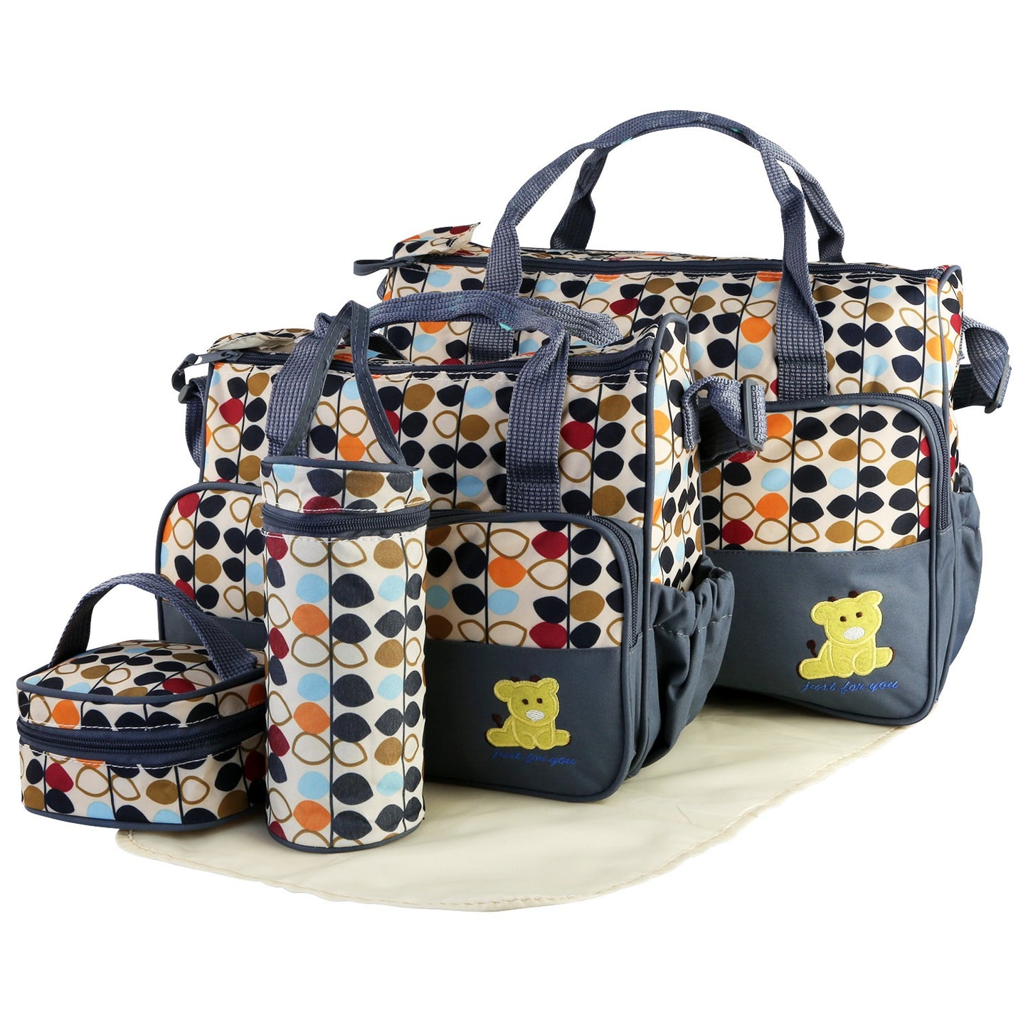 5PCS Baby Nappy Diaper Bags Set Mummy Diaper Shoulder Bags w/ Nappy Changin 1434