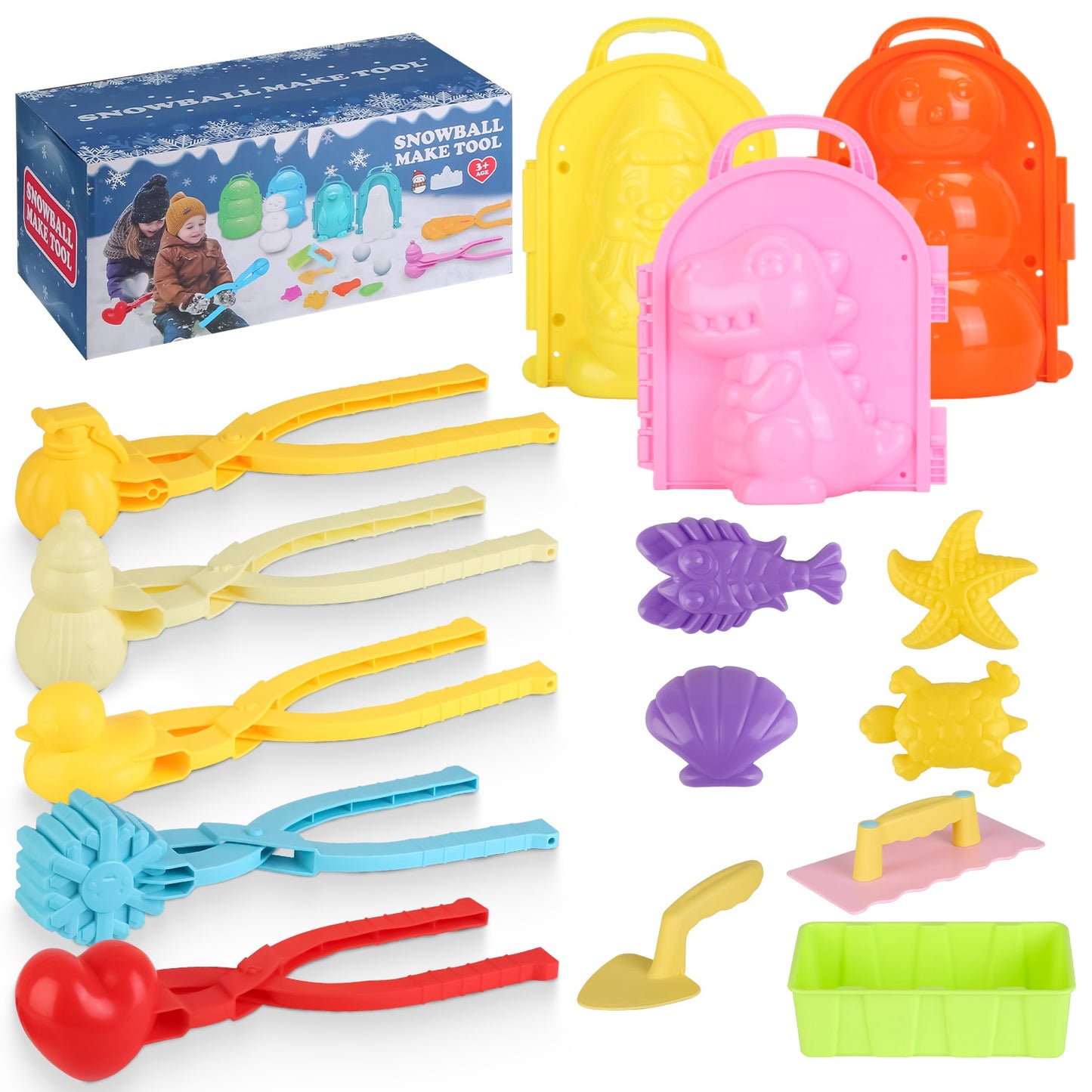 15Pcs Winter Snowball Tool Kit Kids Snow Molds Outdoor Snow Beach Toys for Kids