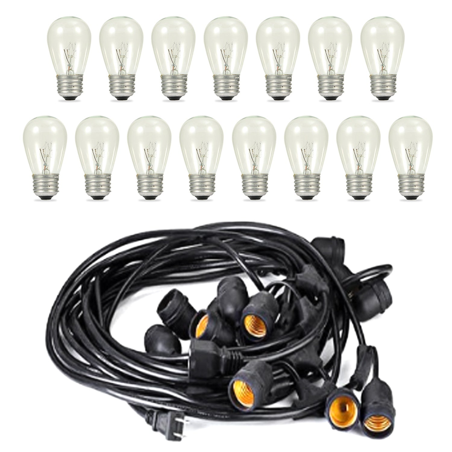 48FT Outdoor String Light Waterproof Patio String Lights Bulbs Commercial Yard