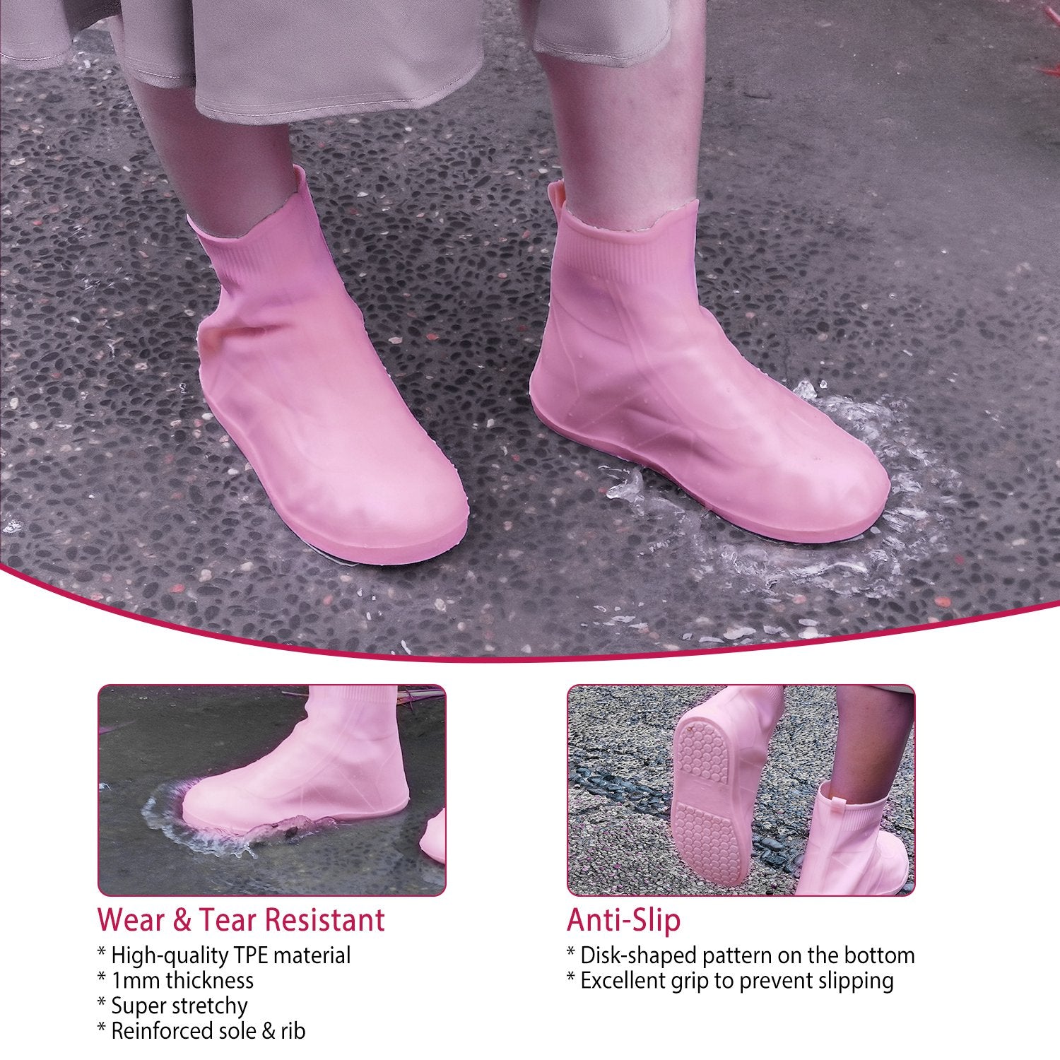 Waterproof Shoe Covers Reusable Not-Slip Rain Shoe Covers Protectors Foldable