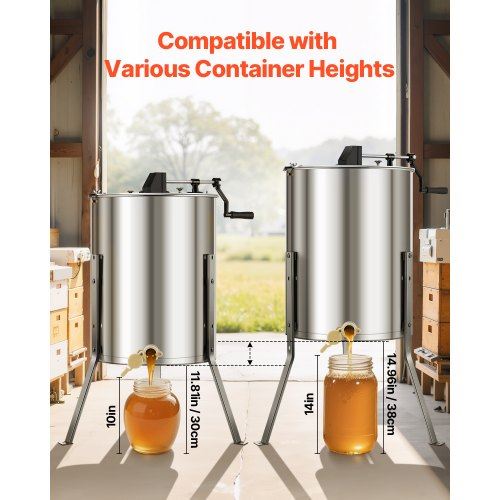 Manual Honey Extractor 4/6 Frame Beekeeping Honeycomb Spinner Stainless Steel