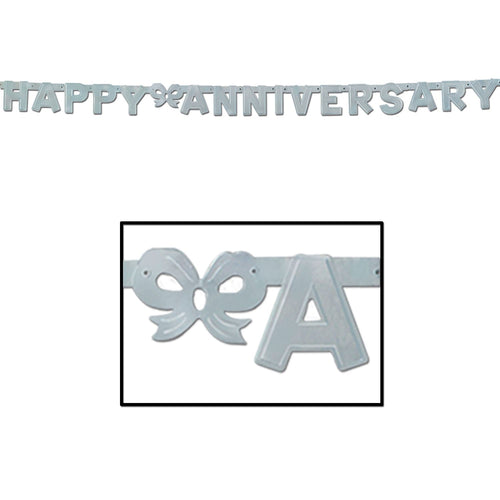 Beistle Silver Foil Happy Anniversary Streamer - Party Supply Decoration