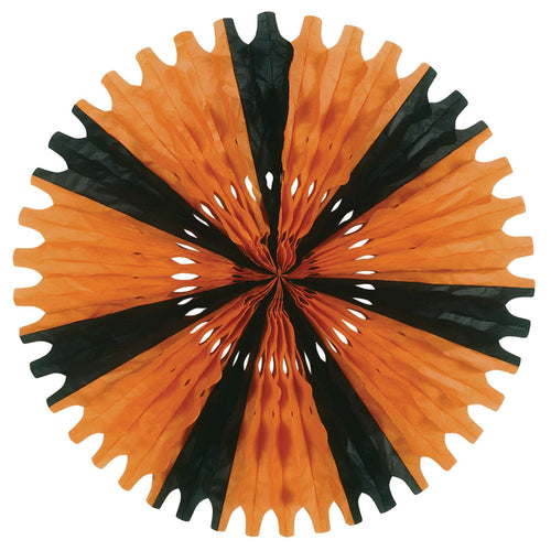 Beistle Orange and Black Art-Tissue Fan - Halloween | Party Supply