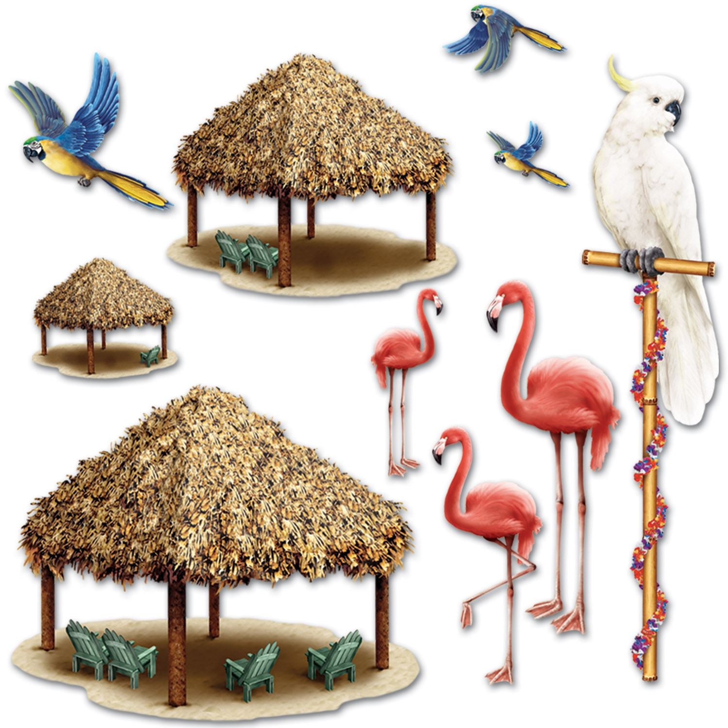 Beistle Tiki Hut and Tropical Bird Props - Luau | Party Supply | Decoration
