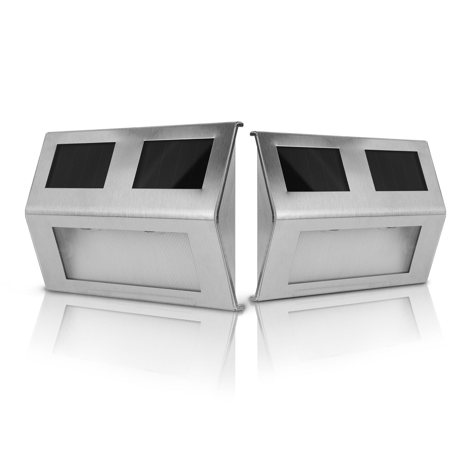 2 Pack Solar Light 2 LEDs Wall Lamp Stair Step Outdoor Waterproof Security