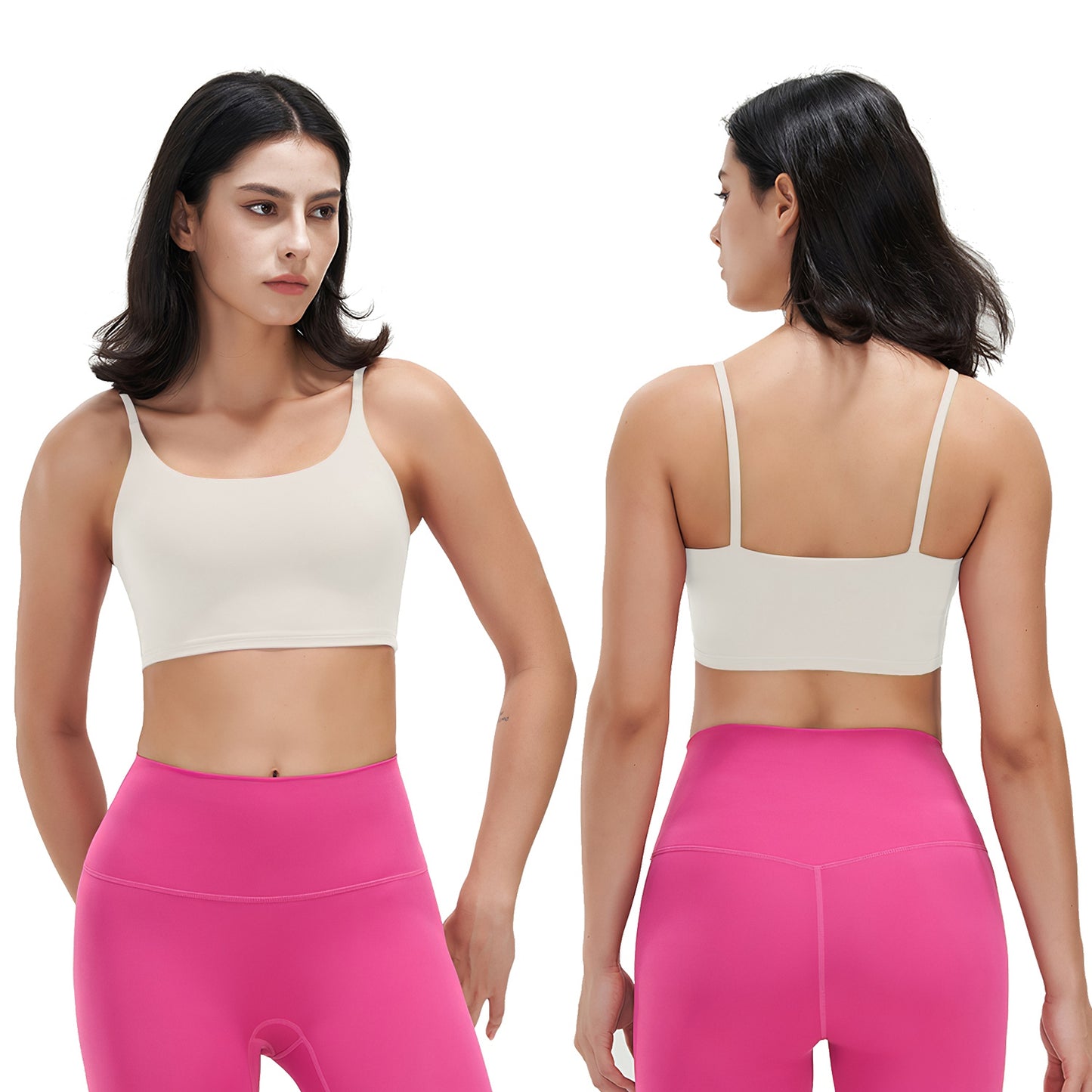 Women Strap Sport Bras Padded Strappy Crop Square Neck Low Impact Bras Sexy