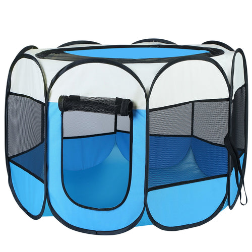 Portable Foldable Pet Tent Exercise Pen Kennel Removable Zipper Top and Bottom