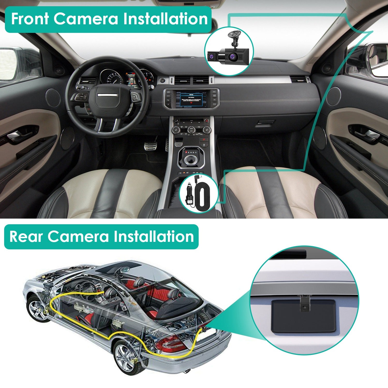 2K Car DVR 3 Channel Dash Cam Camcorder Camera Recorder with 140° Angle GPS