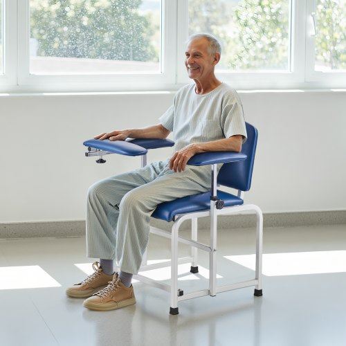 Phlebotomy Chair Blood Draw Chair with Adjustable Armrests and Flip Arm