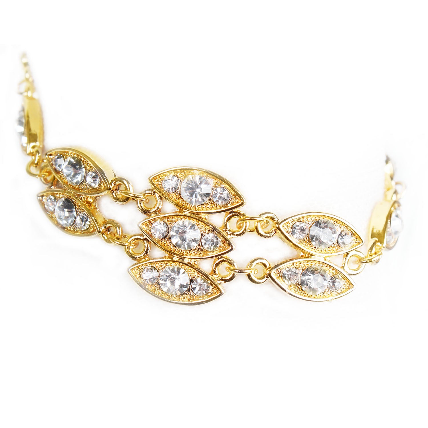 Noble Burnished Gold Bling Rhinestone Bracelet Apparel & Jewelry Retro Wristband