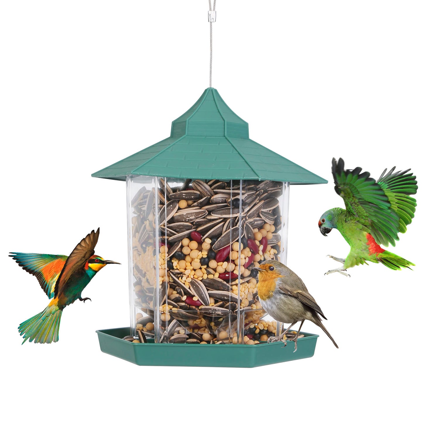 Hanging Gazebo Wild Bird Feeder Outdoor Bird Seed Station with Large Capaci 9442