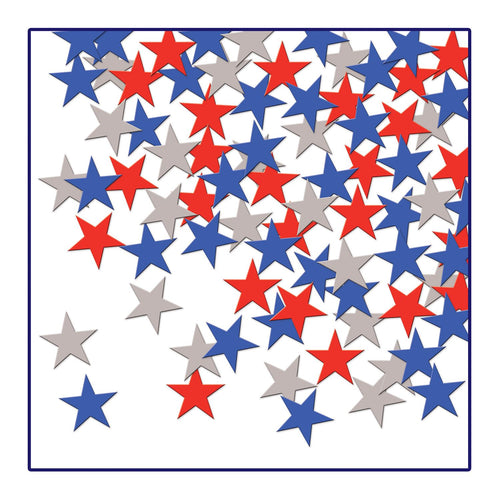Beistle Red, Silver, and Blue Fanci-Fetti Stars - Patriotic | Party Supply