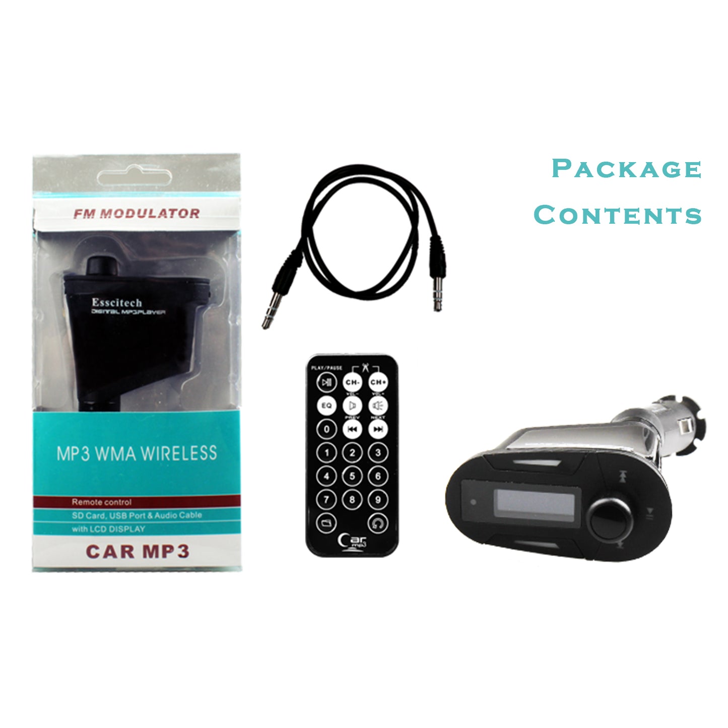 Car Kit MP3 Player Wireless FM Transmitter Modulator USB SD MMC LCD with Remote