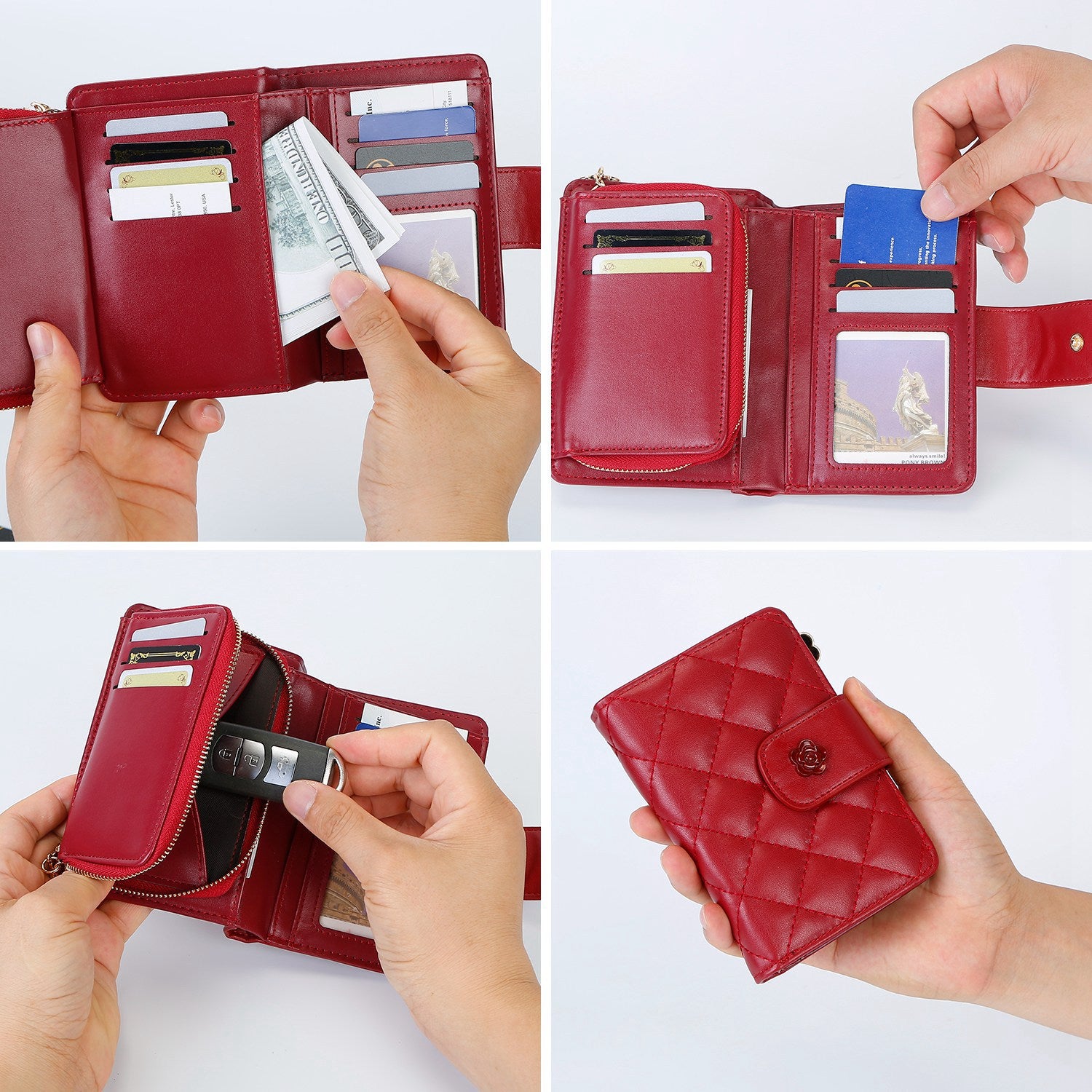 Women Wallet PU Leather Lady Clutch Case Credit Card Holder ID Card Window Coin