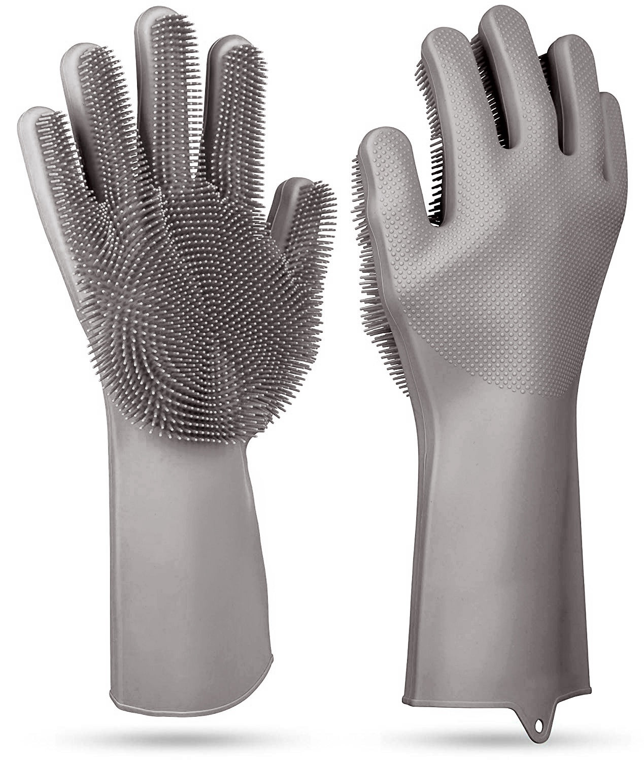 1 Pair Magic Silicone Brush Dishwashing Gloves Cleaning Sponge Pet Scrubber 3644
