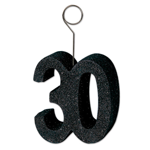 Glittered "30" Photo/Balloon Holder Bulk Pack of 6