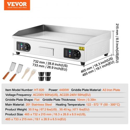 Commercial Electric Griddle 4400W Countertop Flat Top Grill 122?-572 ? Adjus