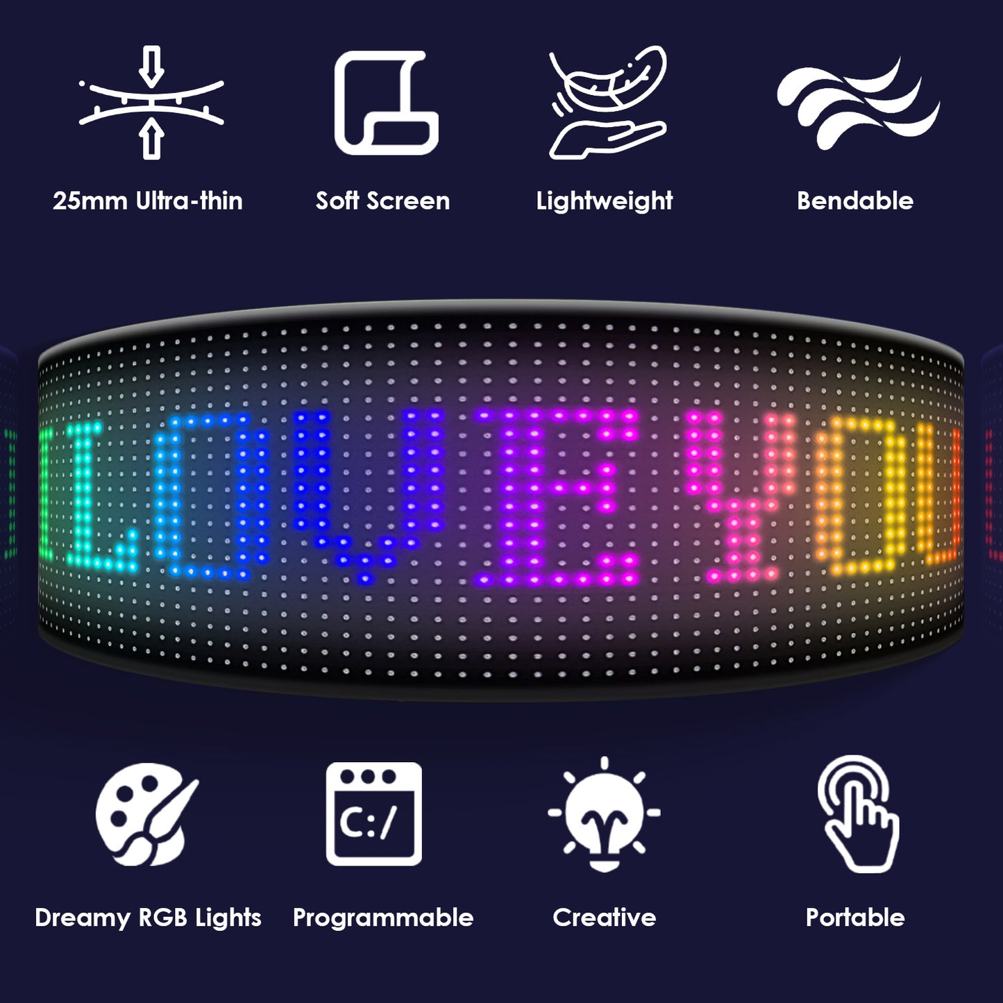 2Pack 20x64 Matrix Devil Eyes Lights For Car Ultra-thin Programmable LED Car