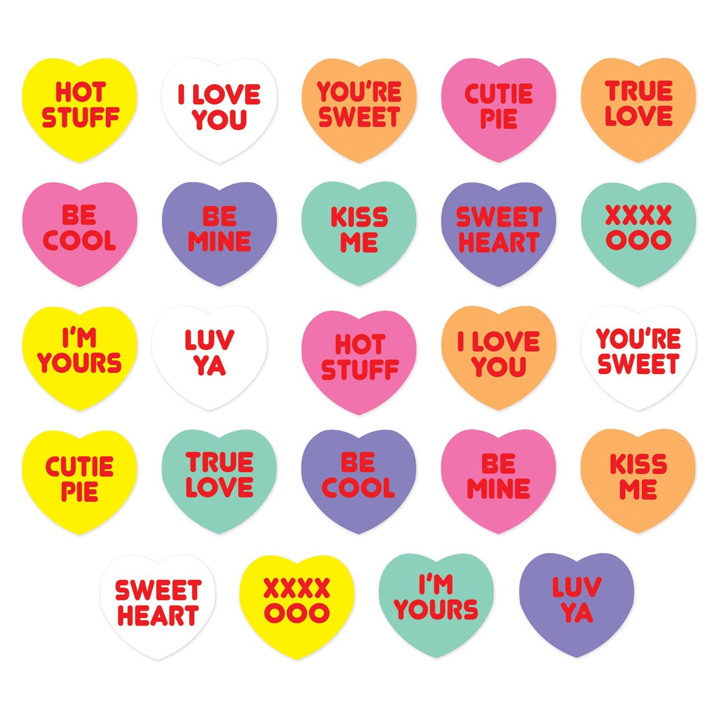 Beistle Candy Heart Stickers - Valentines | Party Supply | Decoration